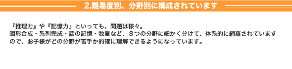 2.難易度別、分野別に構成されています